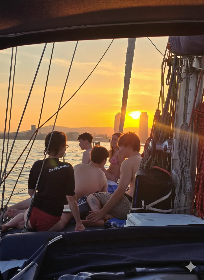 Hora dourada no Mediterrâneo — experiência romântica de veleiro