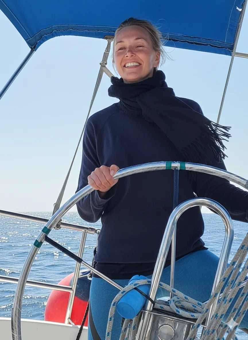 Leme de veleiro — preparação para passeio de vela em Barcelona