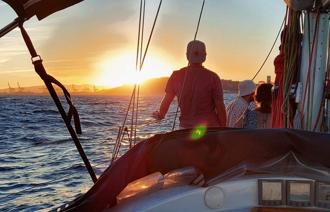 Private sailing sunset.